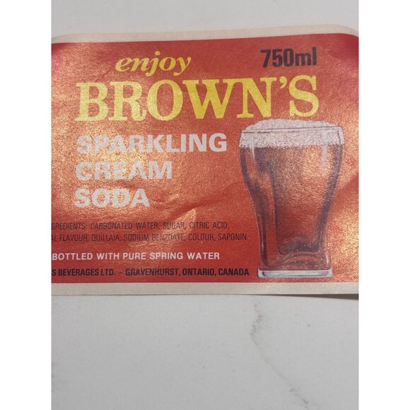Brown's Sparkling Cream Soda 750ml Lebel Red Poster - Picture 3 of 7
